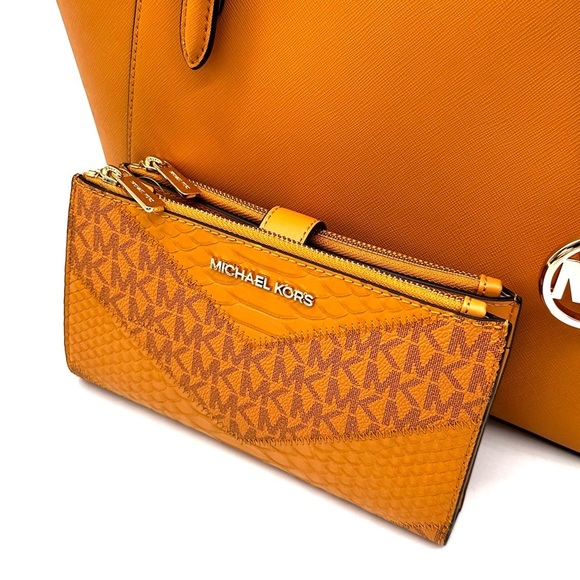 Michael Kors Large Charlotte Tote Bag & Double Zip Wallet Wristlet Cider (NWT) - Picture 13 of 15